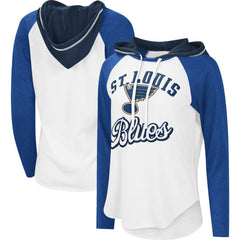 St. Louis Blues G-III 4Her by Carl Banks Women's MVP Raglan Lightweight Hooded T-Shirt - White/Blue - NHL 5271972