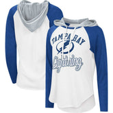 Tampa Bay Lightning G-III 4Her by Carl Banks Women's MVP Raglan Lightweight Hooded T-Shirt - White/Blue - NHL 5271974