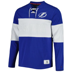 Tampa Bay Lightning Tommy Hilfiger Walter Lace-Up Long Sleeve Top - Blue - NHL 5272045