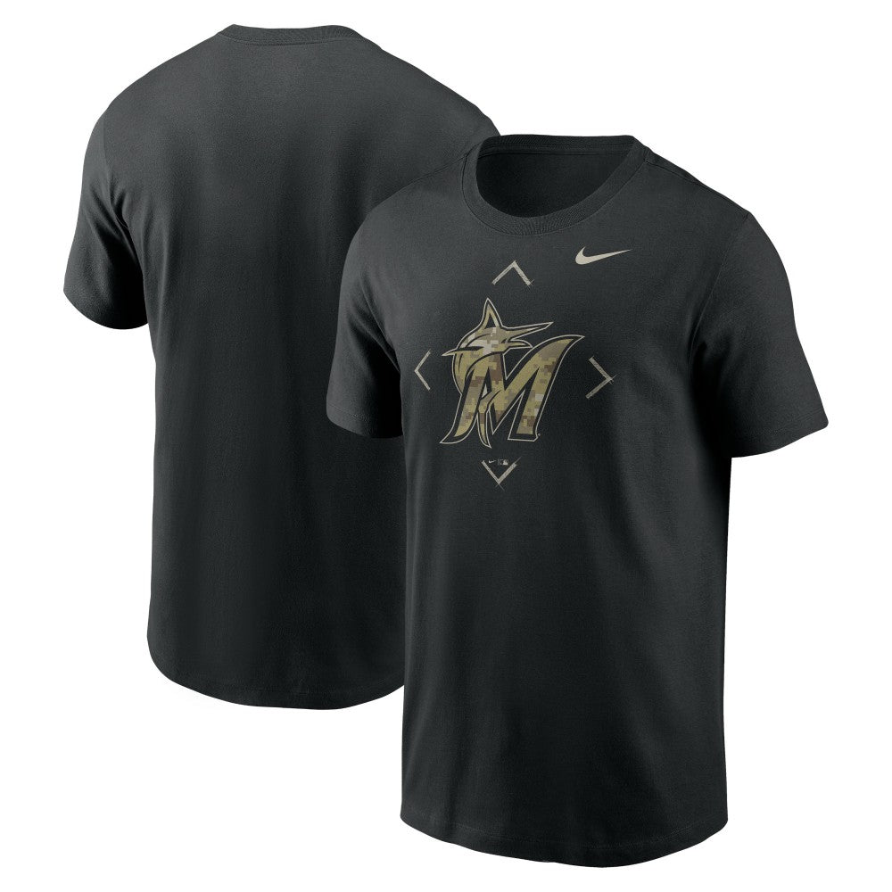 Miami Marlins Nike Camo Logo T-Shirt - Black - Nike Online