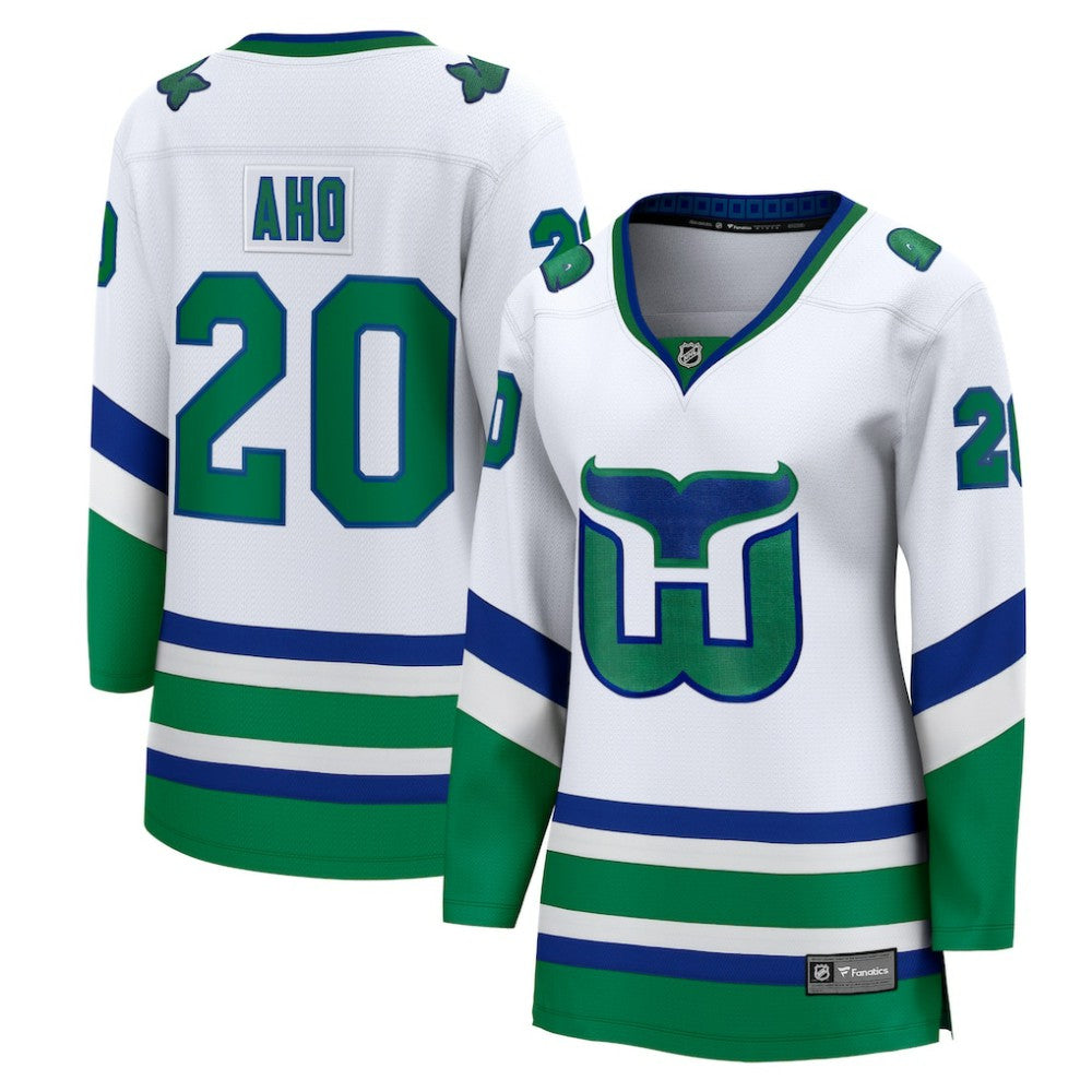 Sebastian Aho Carolina Hurricanes Fanatics Women's Throwback Breakaway Jersey - White - NHL 5278007