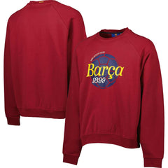 Barcelona Foundation Oversized Raglan Pullover Sweatshirt Burgundy
