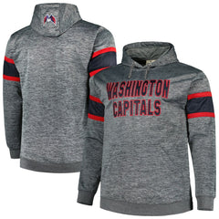 Washington Capitals Big & Tall Stripe Pullover Hoodie - Heather Charcoal - NHL 5281588