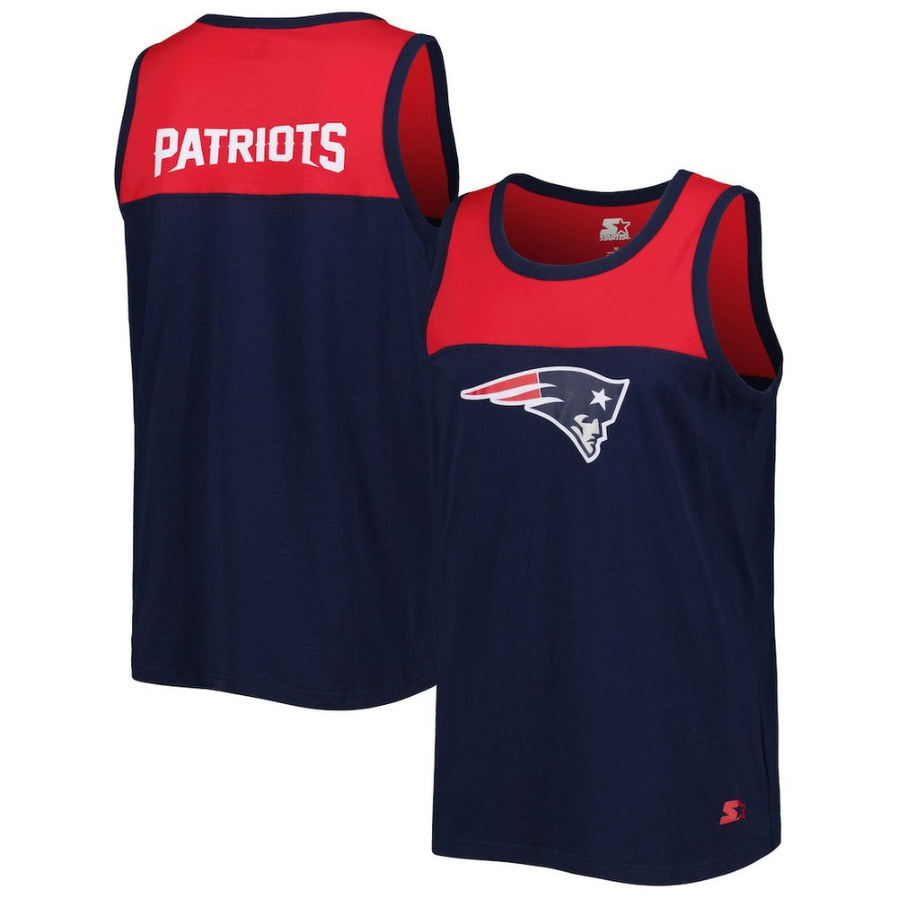 New England Patriots Starter Logo Touchdown Fashion Tank Top Navy/Red
