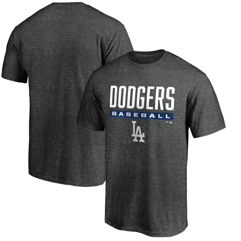Los Angeles Dodgers Team Win Stripe T-Shirt - Charcoal - MLB Discount