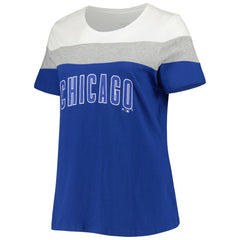 Chicago Cubs Women's Plus Size Colorblock T-Shirt - Royal/Heather Gray - MLB Sale