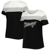 Chicago White Sox Women's Plus Size Colorblock T-Shirt - Black/Heather Gray - MLB Discount