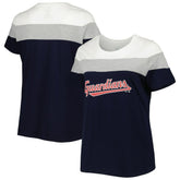 Cleveland Guardians Women's Plus Size Colorblock T-Shirt - Navy/Heather Gray - MLB Online