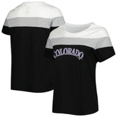 Colorado Rockies Women's Plus Size Colorblock T-Shirt - White/Black - MLB on Sale