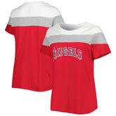 Los Angeles Angels Women's Plus Size Colorblock T-Shirt - White/Red - MLB Discount