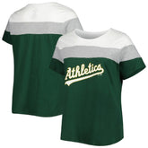 Athletics Women's Plus Size Colorblock T-Shirt - White/Green - MLB Online