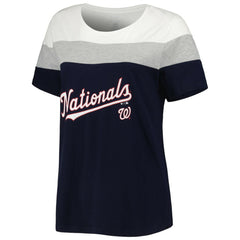 Washington Nationals Women's Plus Size Colorblock T-Shirt - Navy/Heather Gray - MLB Sale