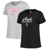 Los Angeles Angels Profile Women's Plus Size T-Shirt Combo Pack - Black/Heather Gray - MLB on Sale