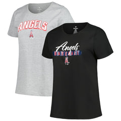 Los Angeles Angels Profile Women's Plus Size T-Shirt Combo Pack - Black/Heather Gray - MLB on Sale