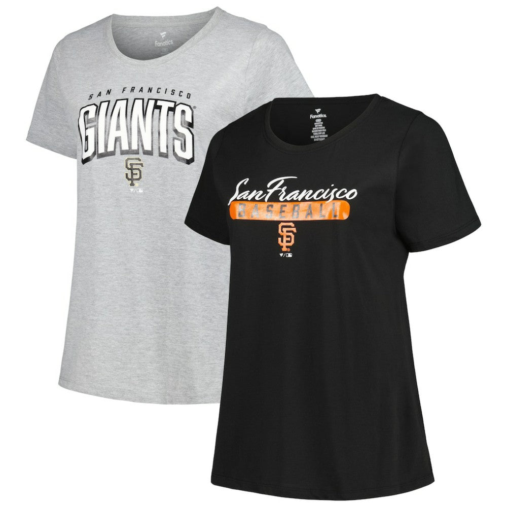 San Francisco Giants Profile Women's Plus Size T-Shirt Combo Pack - Black/Heather Gray - MLB Lifestyle