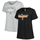 San Francisco Giants Profile Women's Plus Size T-Shirt Combo Pack - Black/Heather Gray - MLB Lifestyle