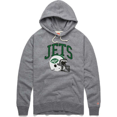 New York Jets Homage Retro Helmet Raglan Pullover Tri-Blend Hoodie Gray