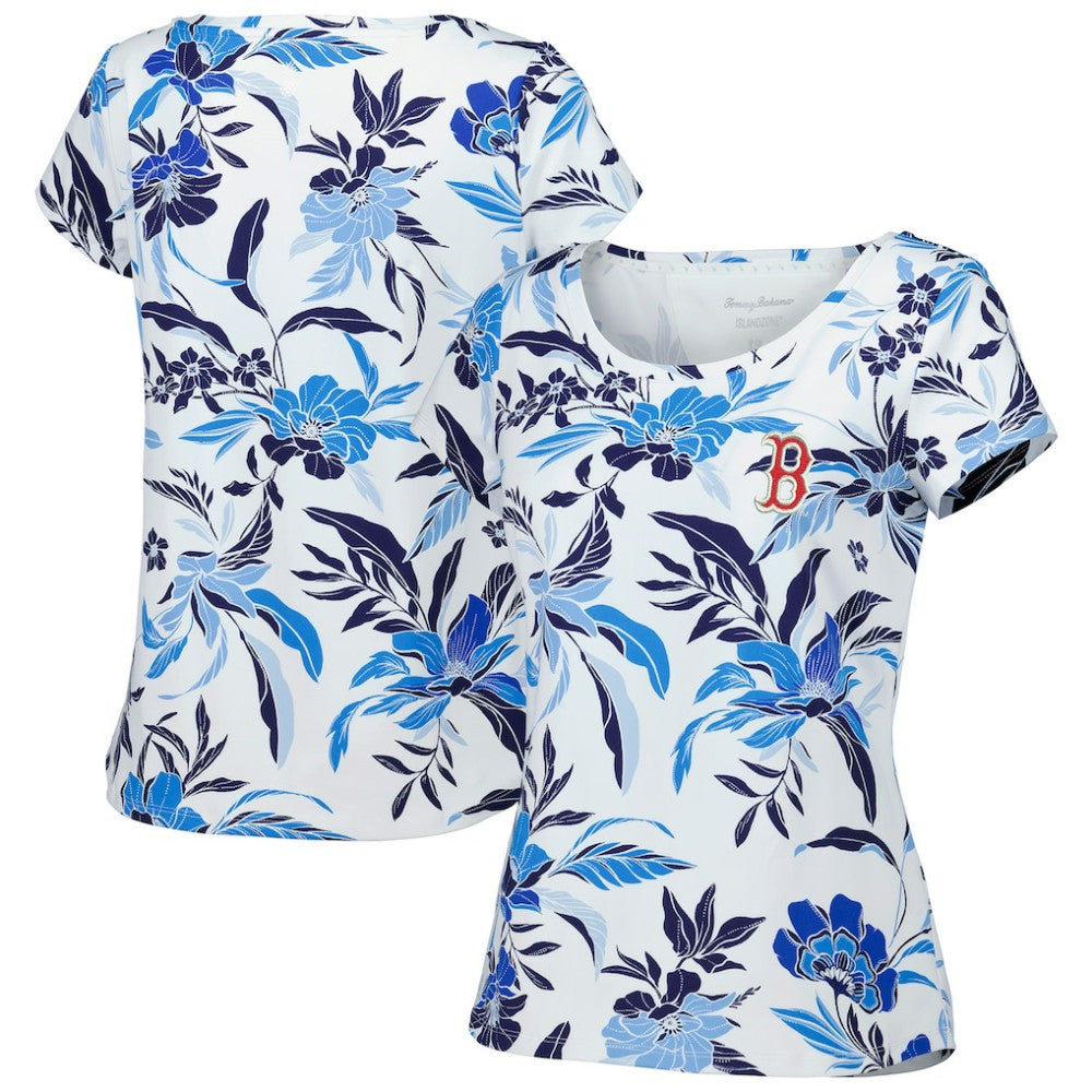 Boston Red Sox Tommy Bahama Women's Aubrey Romantic Blooms IslandZone T-Shirt - White - MLB Sale