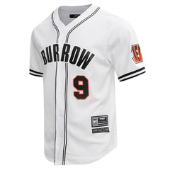 Joe Burrow Cincinnati Bengals Pro Standard Mesh Baseball Button-Up T-Shirt White