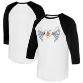 San Francisco Giants Tiny Turnip Women's Angel Wings 3/4-Sleeve Raglan T-Shirt - White/Black - MLB on Sale