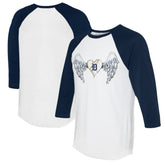 Detroit Tigers Tiny Turnip Women's Angel Wings 3/4-Sleeve Raglan T-Shirt - White/Navy - MLB Lifestyle