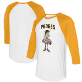 San Diego Padres Tiny Turnip Women's Babes 3/4-Sleeve Raglan T-Shirt - White/Gold - MLB Discount