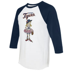 Detroit Tigers Tiny Turnip Women's Babes 3/4-Sleeve Raglan T-Shirt - White/Navy - MLB Sale
