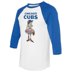 Chicago Cubs Tiny Turnip Women's Babes 3/4-Sleeve Raglan T-Shirt - White/Royal - MLB Discount