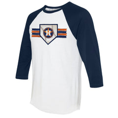 Houston Astros Tiny Turnip Women's Base Stripe 3/4-Sleeve Raglan T-Shirt - White/Navy - MLB Lifestyle