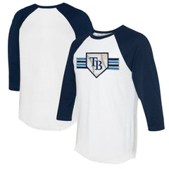 Tampa Bay Rays Tiny Turnip Women's Base Stripe 3/4-Sleeve Raglan T-Shirt - White/Navy - MLB on Sale