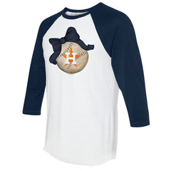 Houston Astros Tiny Turnip Women's Baseball Bow 3/4-Sleeve Raglan T-Shirt - White/Navy - MLB on Sale