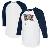 Seattle Mariners Tiny Turnip Women's Baseball Flag 3/4-Sleeve Raglan T-Shirt - White/Navy - MLB Sale