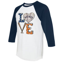 Houston Astros Tiny Turnip Women's Baseball Love Raglan 3/4-Sleeve T-Shirt - White/Navy - MLB Sale