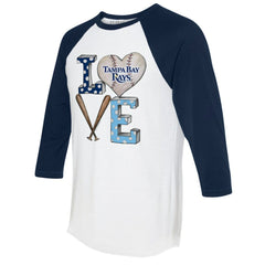 Tampa Bay Rays Tiny Turnip Women's Baseball Love Raglan 3/4-Sleeve T-Shirt - White/Navy - MLB Lifestyle