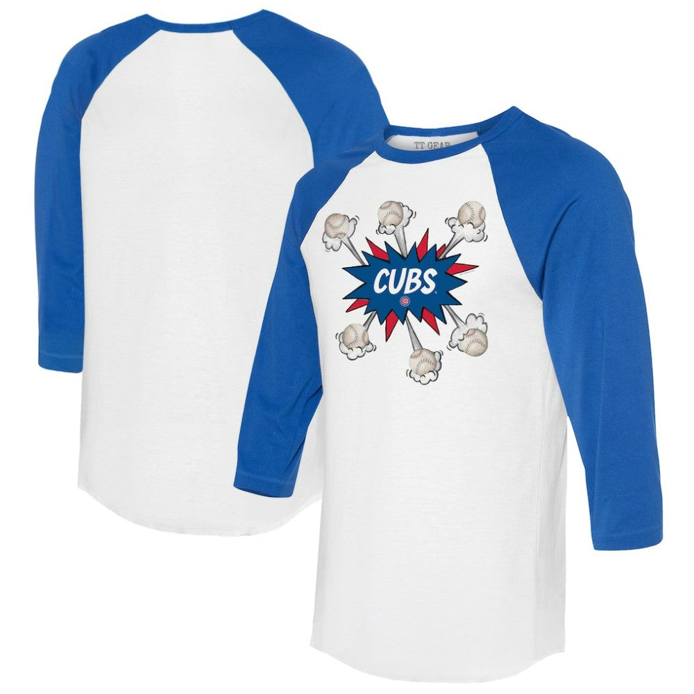 Chicago Cubs Tiny Turnip Women's Baseball Pow 3/4-Sleeve Raglan T-Shirt - White/Royal - MLB on Sale