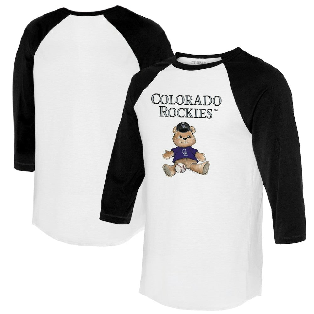 Colorado Rockies Tiny Turnip Women's Teddy Boy 3/4-Sleeve Raglan T-Shirt - White/Black - MLB on Sale