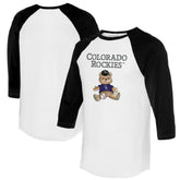 Colorado Rockies Tiny Turnip Women's Teddy Boy 3/4-Sleeve Raglan T-Shirt - White/Black - MLB on Sale