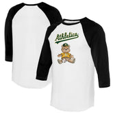 Athletics Tiny Turnip Women's Teddy Boy 3/4-Sleeve Raglan T-Shirt - White/Black - MLB Online