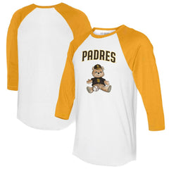 San Diego Padres Tiny Turnip Women's Teddy Boy 3/4-Sleeve Raglan T-Shirt - White/Gold - MLB Online
