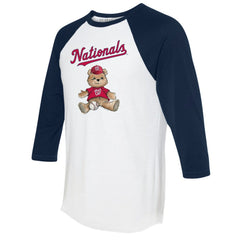 Washington Nationals Tiny Turnip Women's Teddy Boy 3/4-Sleeve Raglan T-Shirt - White/Navy - MLB Sale