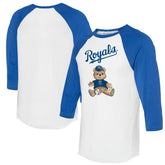 Kansas City Royals Tiny Turnip Women's Teddy Boy 3/4-Sleeve Raglan T-Shirt - White/Royal - MLB Sale