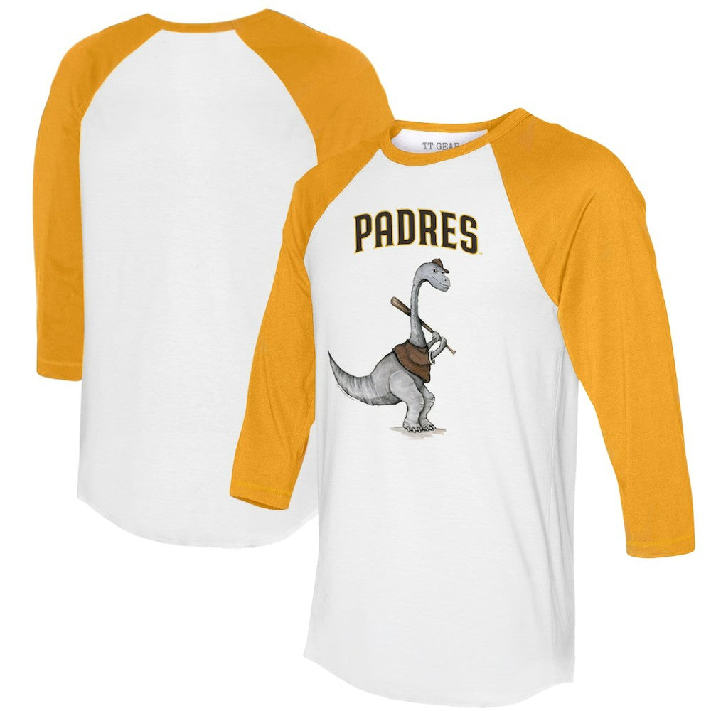 San Diego Padres Tiny Turnip Women's Bronto 3/4-Sleeve Raglan T-Shirt - White/Gold - MLB Sale