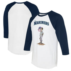 Seattle Mariners Tiny Turnip Women's Bubbles 3/4-Sleeve Raglan T-Shirt - White/Navy - MLB Sale