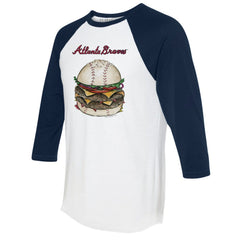 Atlanta Braves Tiny Turnip Women's Burger 3/4-Sleeve Raglan T-Shirt - White/Navy - MLB Discount