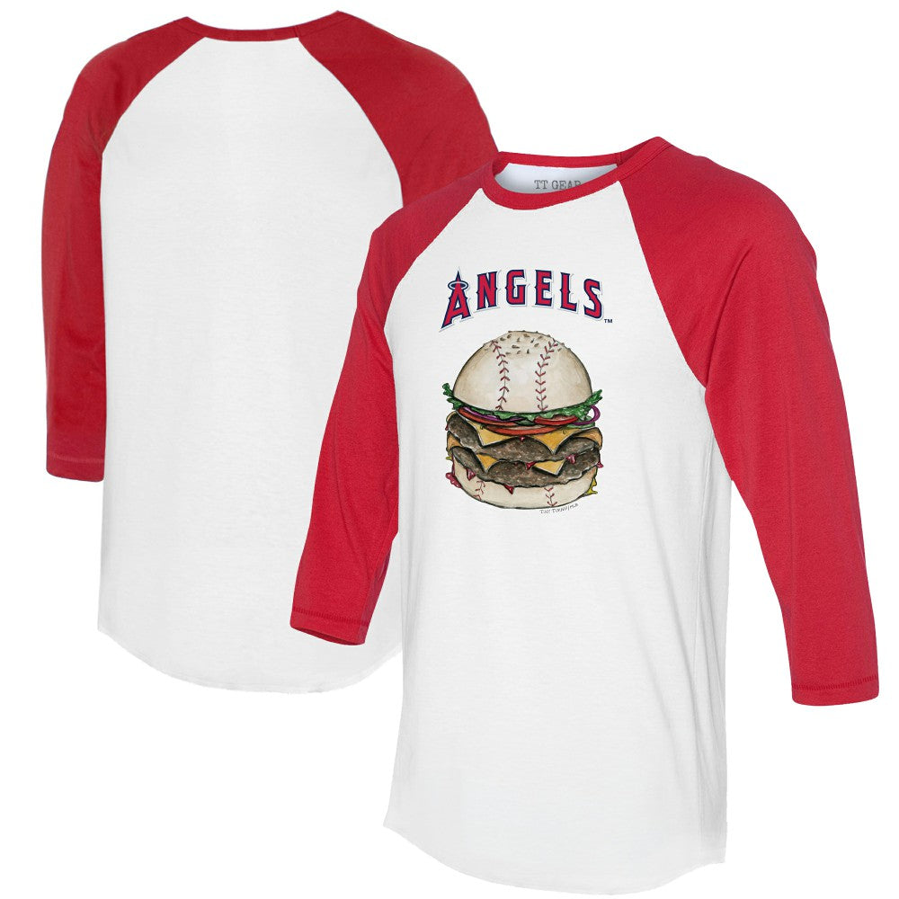 Los Angeles Angels Tiny Turnip Women's Burger 3/4-Sleeve Raglan T-Shirt - White/Red - MLB Online