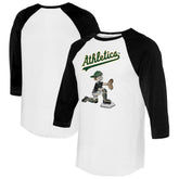 Athletics Tiny Turnip Women's Caleb 3/4-Sleeve Raglan T-Shirt - White/Black - MLB Discount