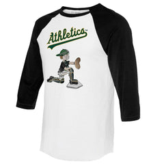 Athletics Tiny Turnip Women's Caleb 3/4-Sleeve Raglan T-Shirt - White/Black - MLB Discount