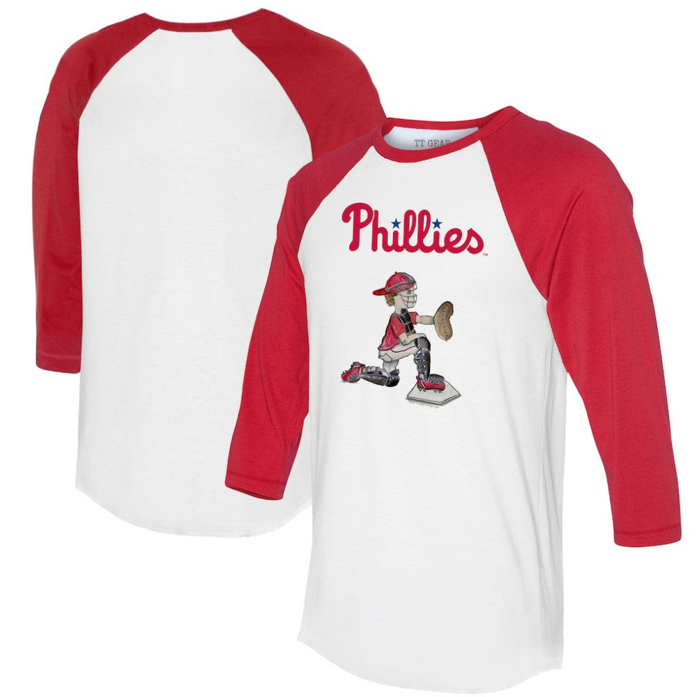 Philadelphia Phillies Tiny Turnip Women's Caleb 3/4-Sleeve Raglan T-Shirt - White/Red - MLB on Sale