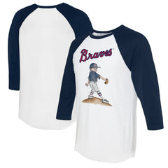 Atlanta Braves Tiny Turnip Women's Clemente 3/4-Sleeve Raglan T-Shirt - White/Navy - MLB Discount