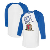 Texas Rangers Tiny Turnip Women's Dirt Ball 3/4-Sleeve Raglan T-Shirt - White/Royal - MLB Discount